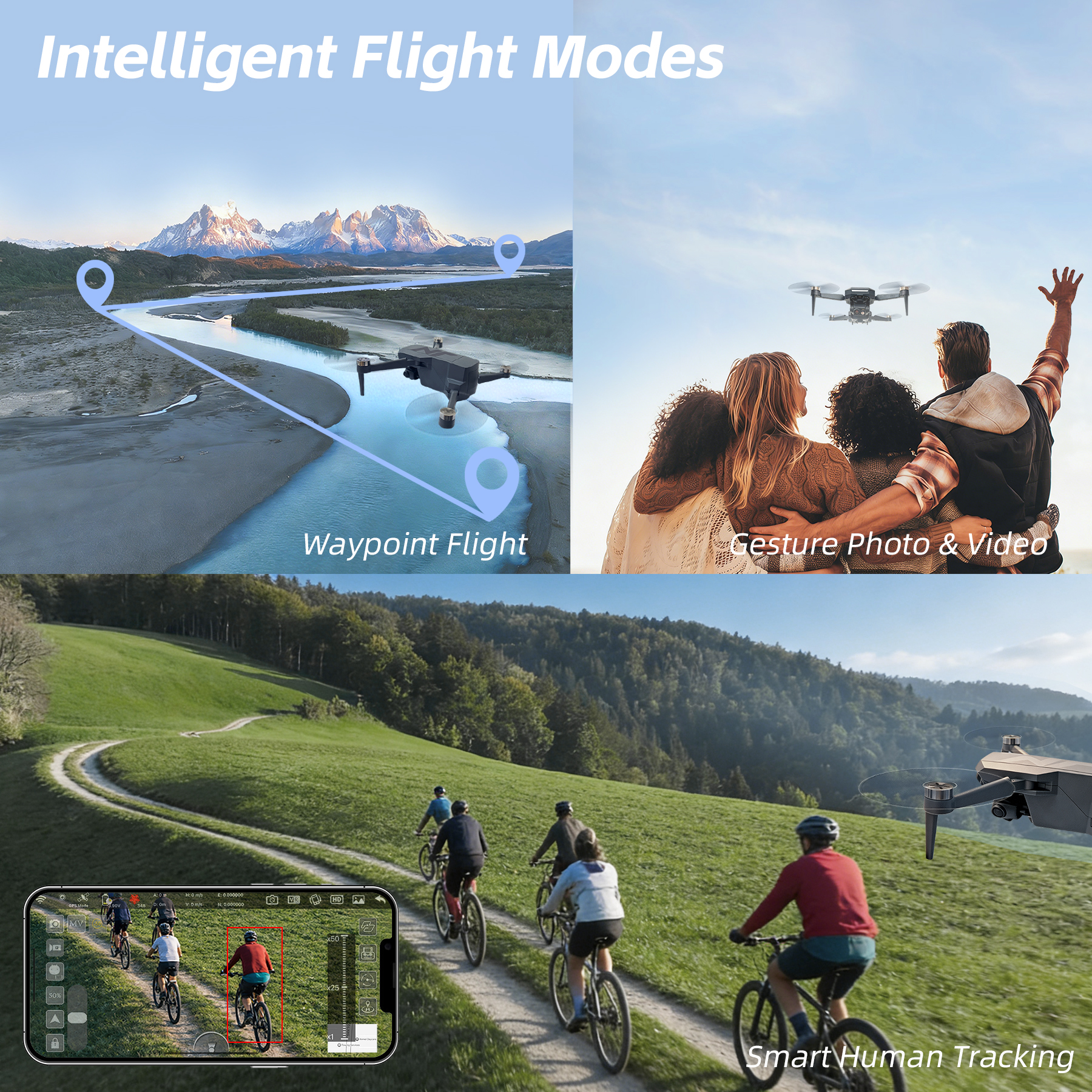 3-Axis Gimbal GPS Drone with 4K Camera for Adults, 90 Min Long Flight Time,3280 FT Long Control Range, Auto Return, Follow Me, Brushless Motor, 5G FPV RC Quadcopter for Beginners(Under 249g)