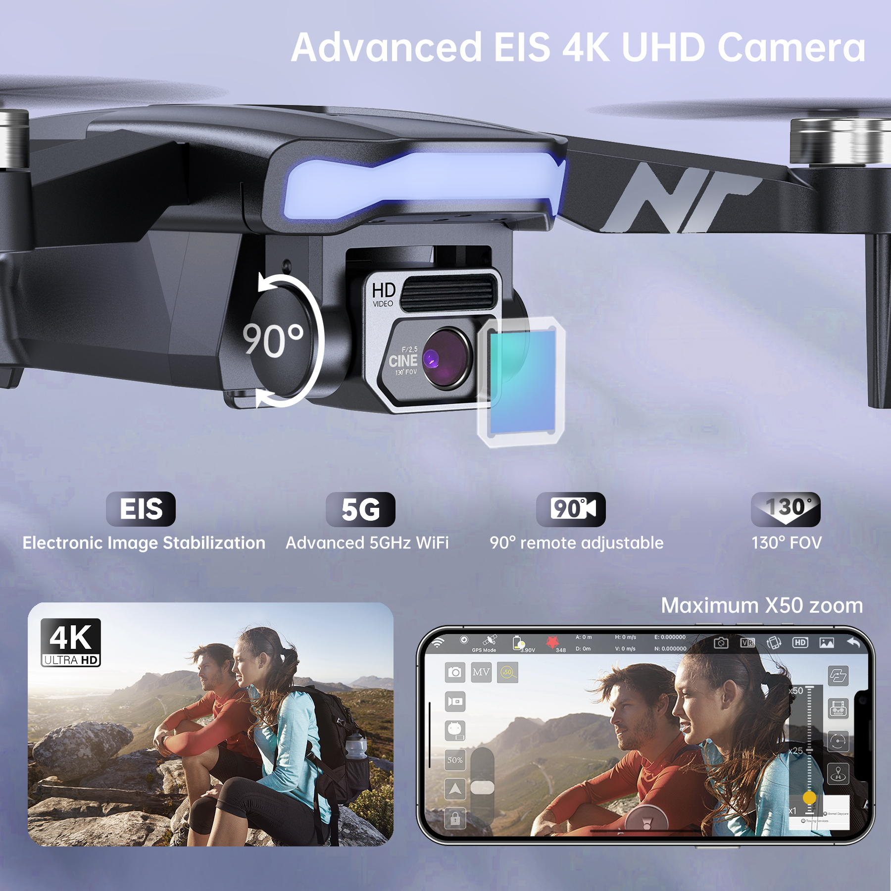 GPS Drone N11 PRO With 4K Camera - 90 Min Flight Time, Brushless Motor, Auto Return For Adults & Beginners 4K Drone For Adults