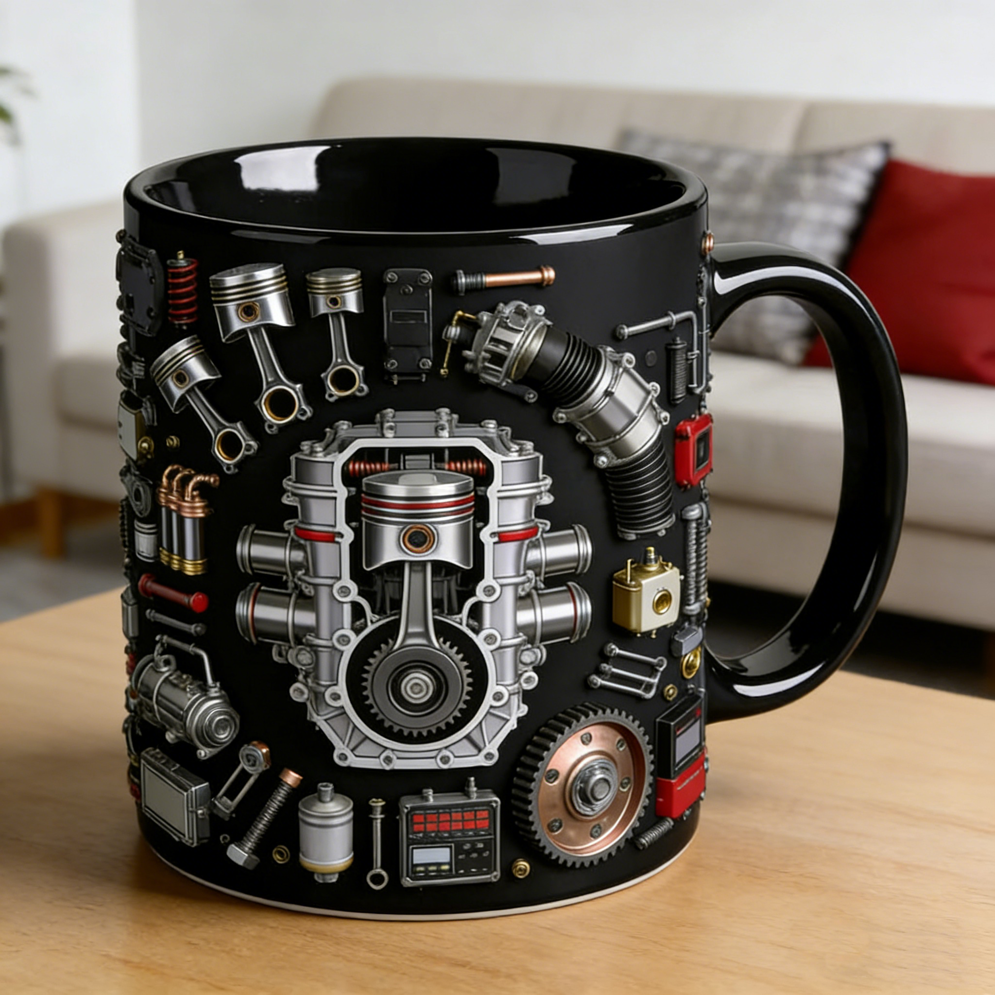 ⚙️Personalized Engine-Part Embossed Mug