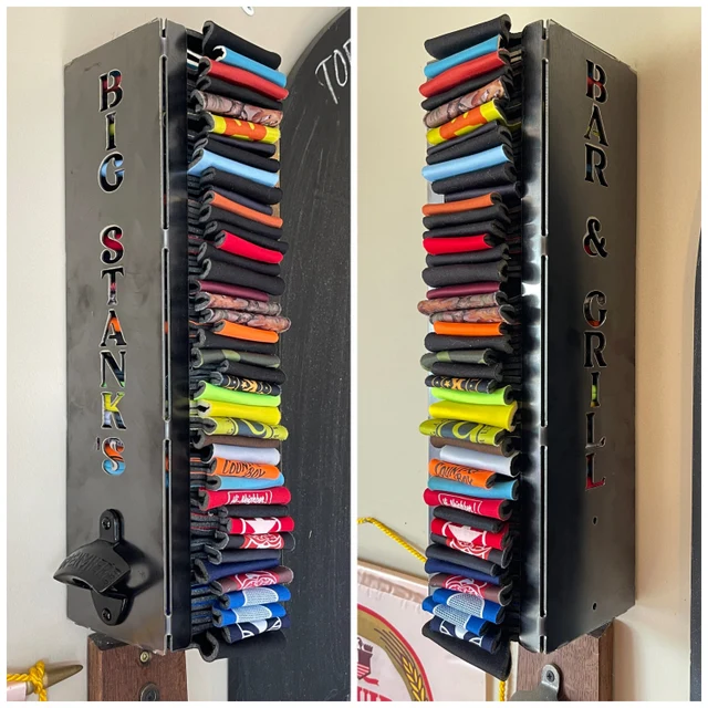 Can cooler holder with bottle opener