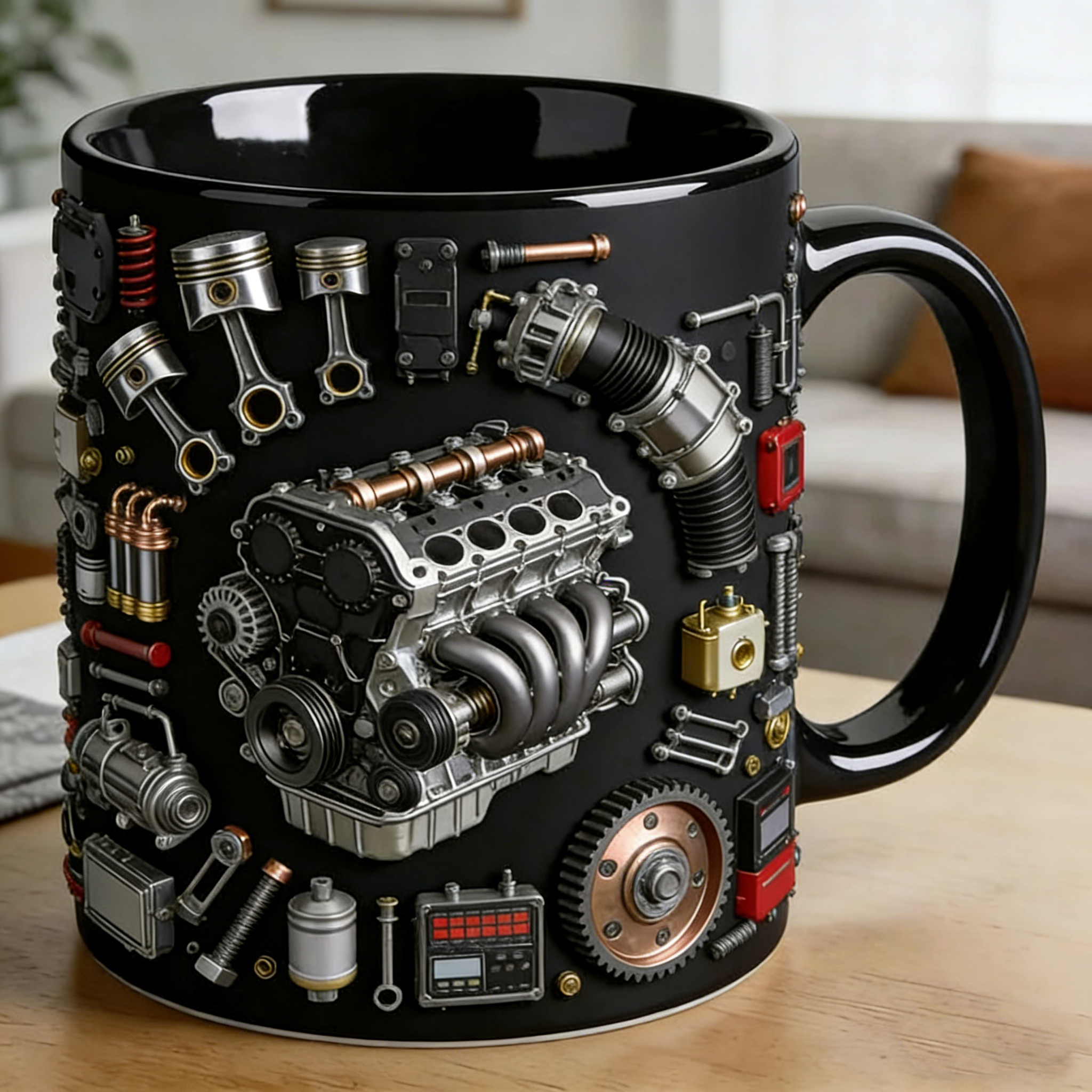 ⚙️Personalized Engine-Part Embossed Mug