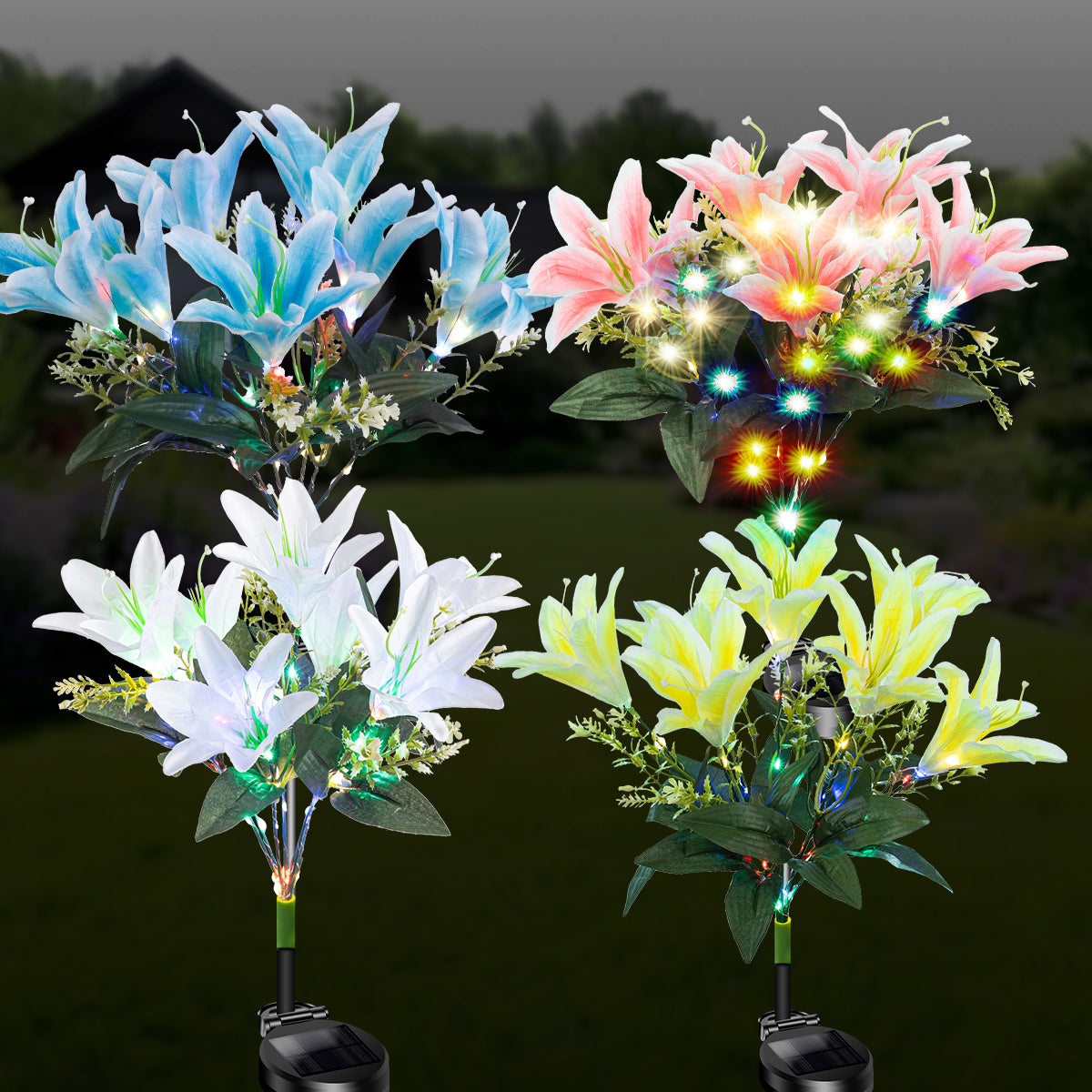 Elegant Solar Lily Garden Lights | Pure Serenity Collection (Set of 4)