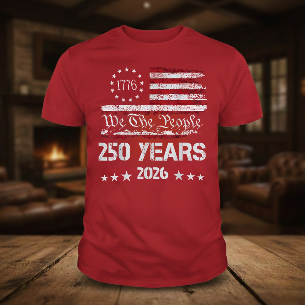 We The People 250 Years 1776 2026 USA Flag Graphic T-shirts