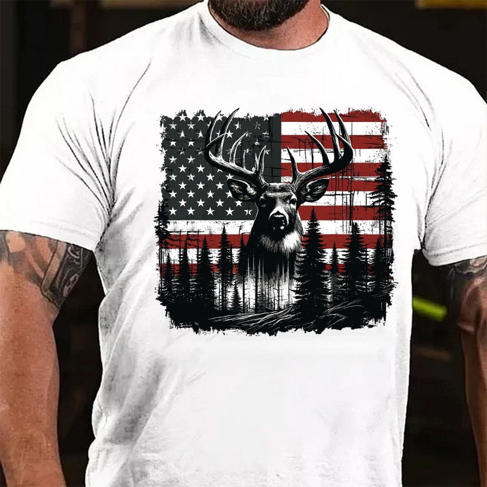 American Flag Deer Hunting T-Shirt