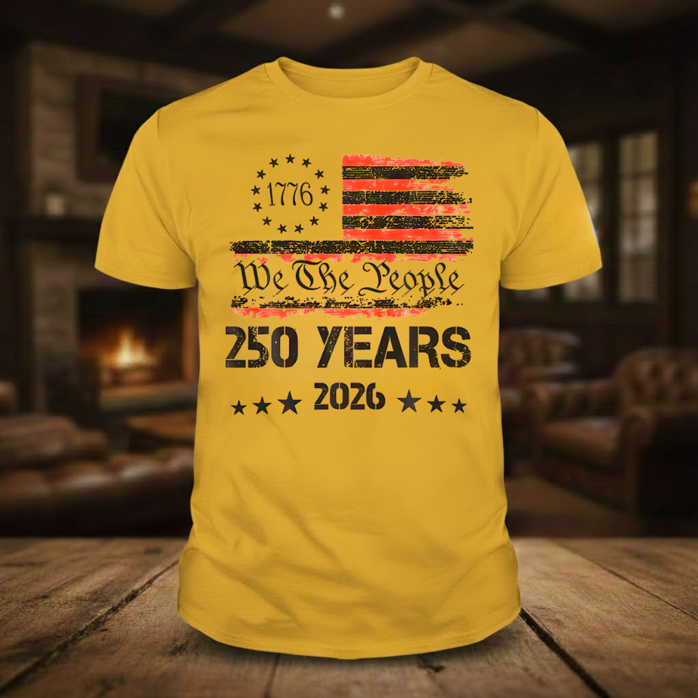 We The People 250 Years 1776 2026 USA Flag Graphic T-shirts