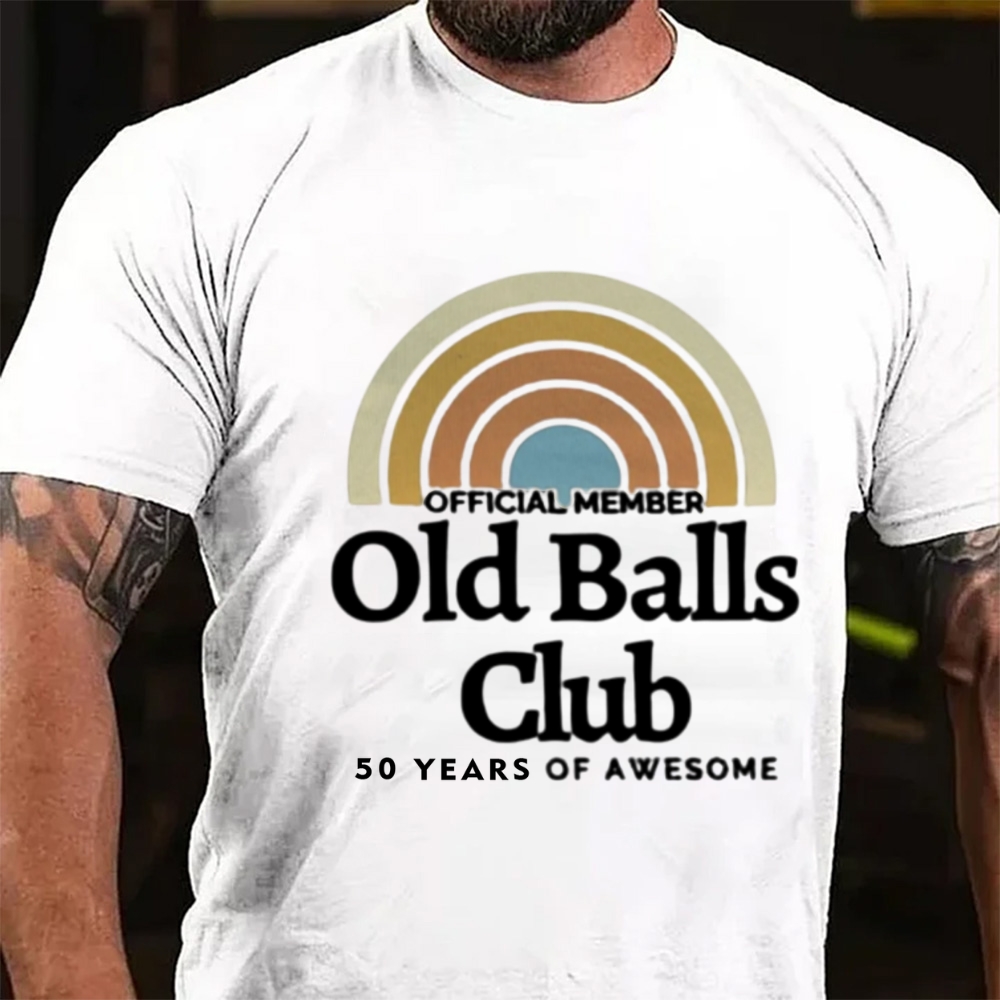 Official Member Old Balls Club Custom Age Years Of Awesome Retro Rainbow T-Shirt