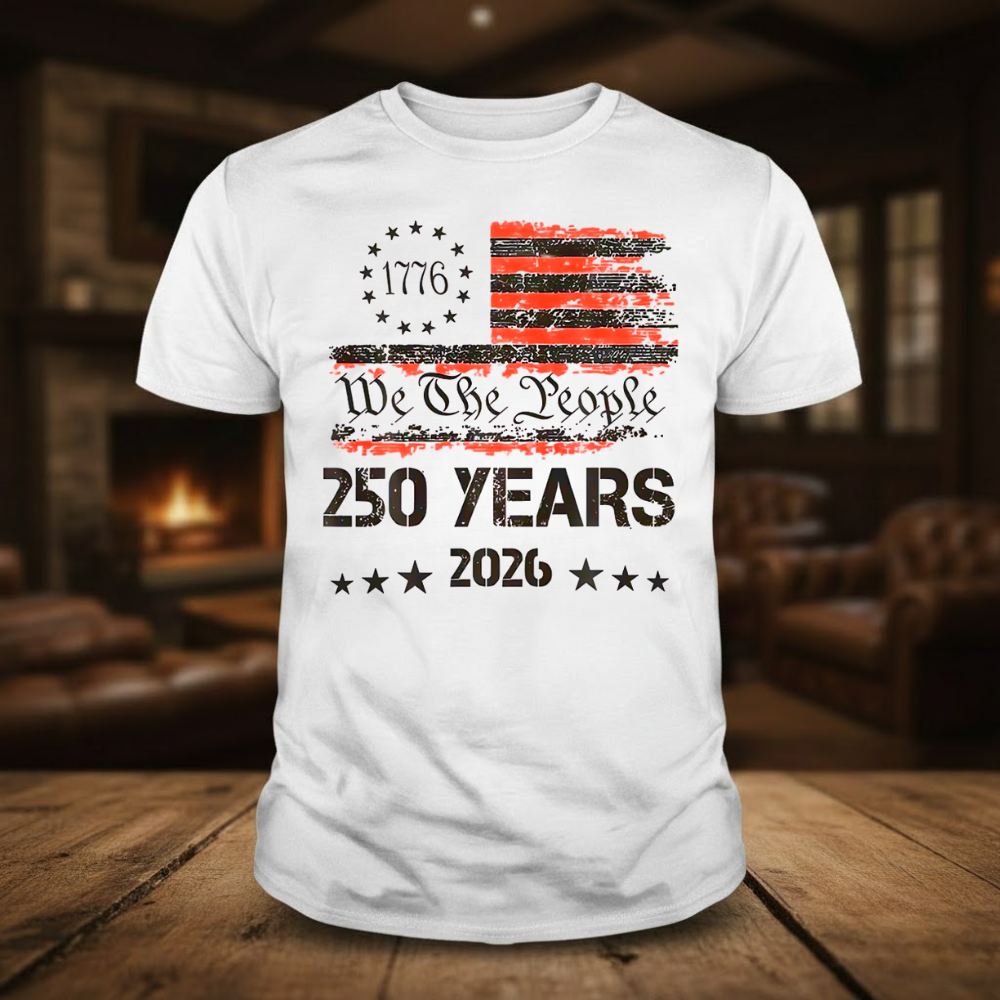 We The People 250 Years 1776 2026 USA Flag Graphic T-shirts