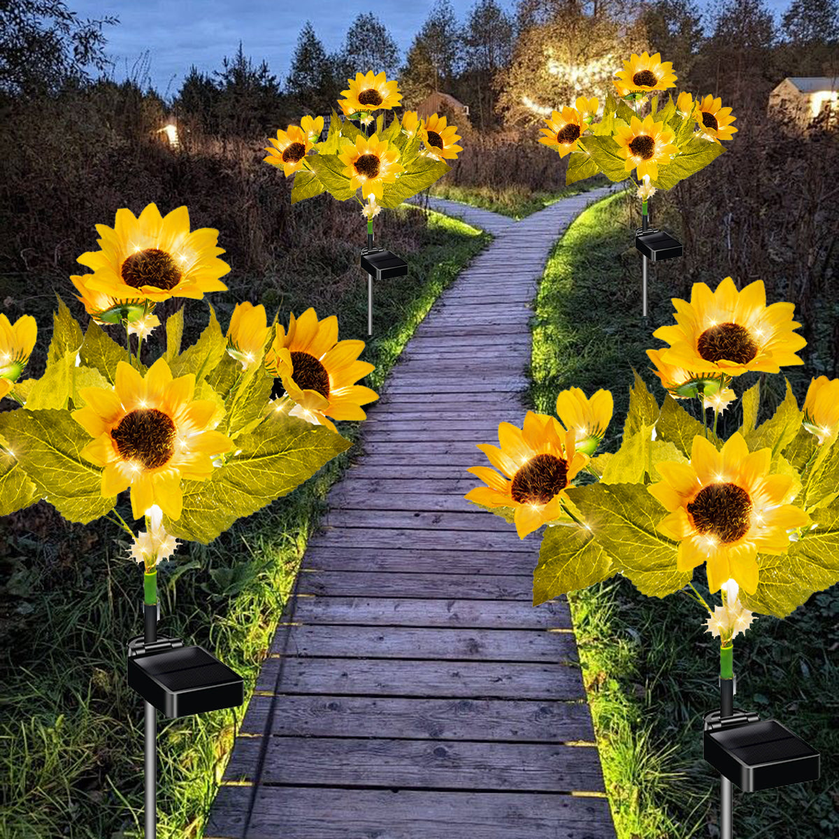 Vibrant Solar Sunflower Lights | Summer Sunshine Collection (Set of 4)