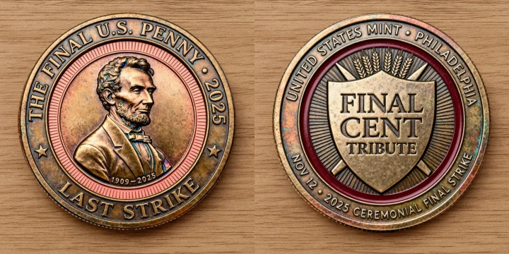 The Latest Five types "The Last Cent" Commemorative Coin Set