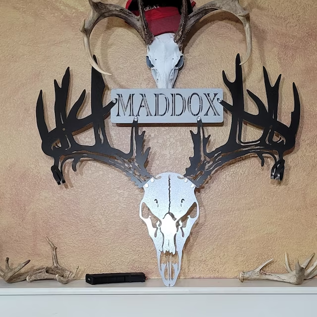 Personalized Metal Deer Skull Bow Rack-The best gift for outdoor lovers