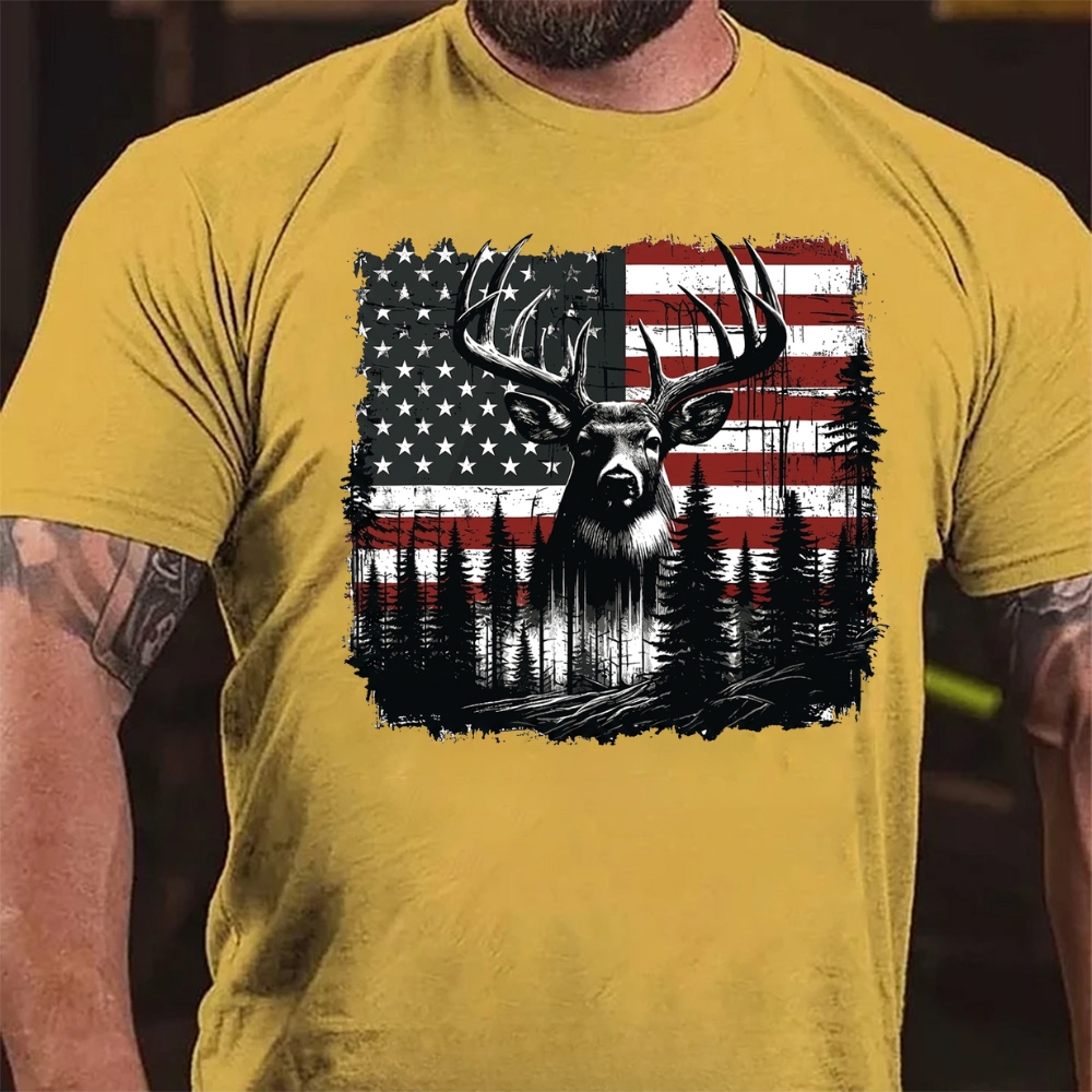 American Flag Deer Hunting T-Shirt