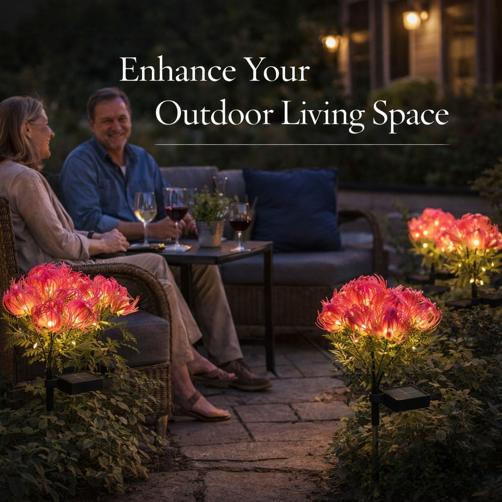 Realistic Solar Spider Mum Lights - Outdoor Memorial Garden Decor (Set of 4)