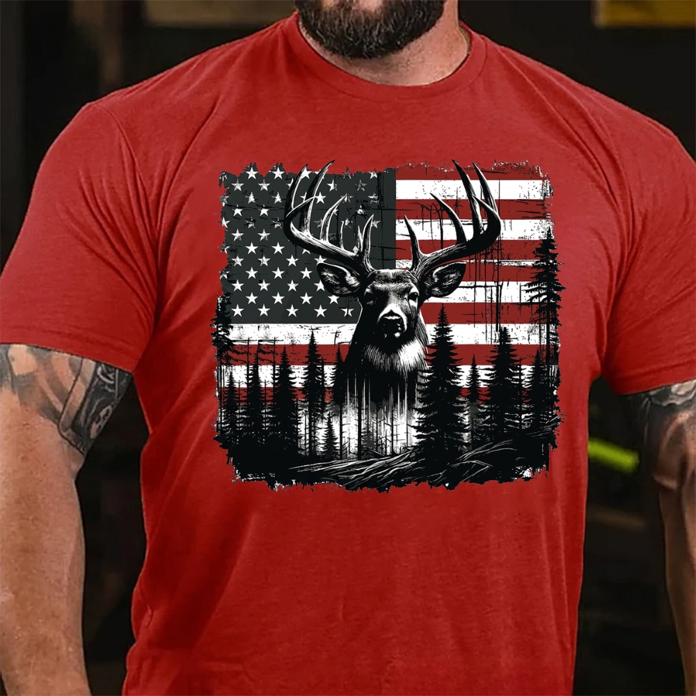 American Flag Deer Hunting T-Shirt