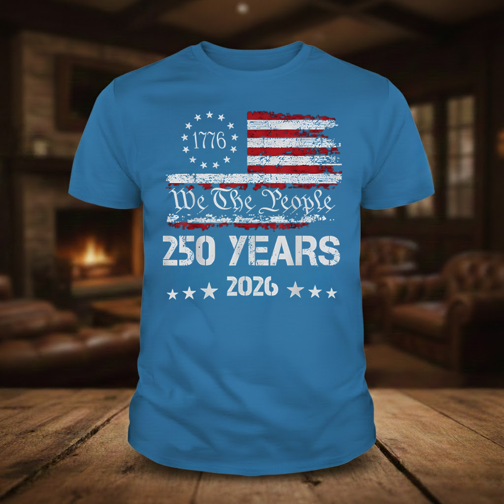 We The People 250 Years 1776 2026 USA Flag Graphic T-shirts