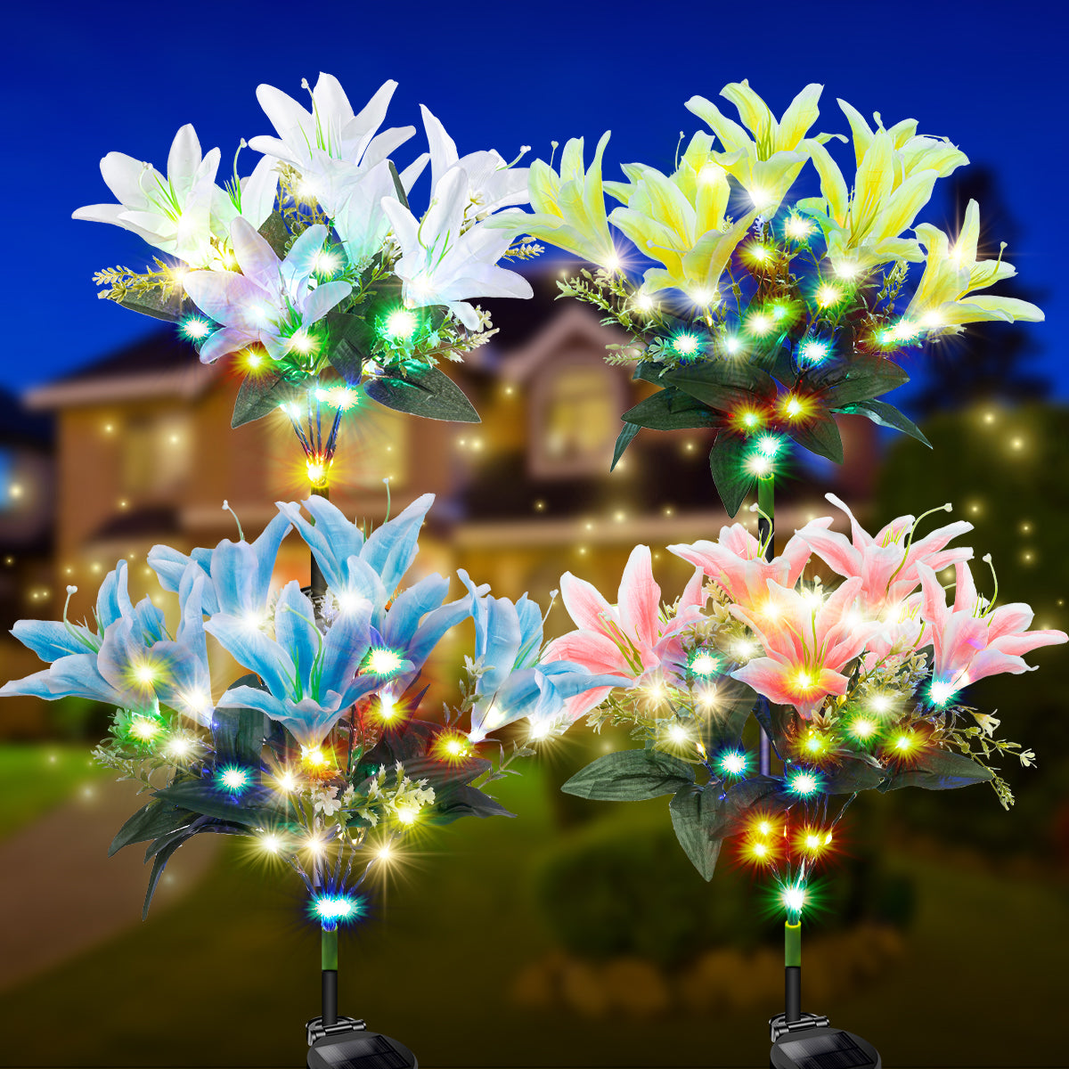 Elegant Solar Lily Garden Lights | Pure Serenity Collection (Set of 4)