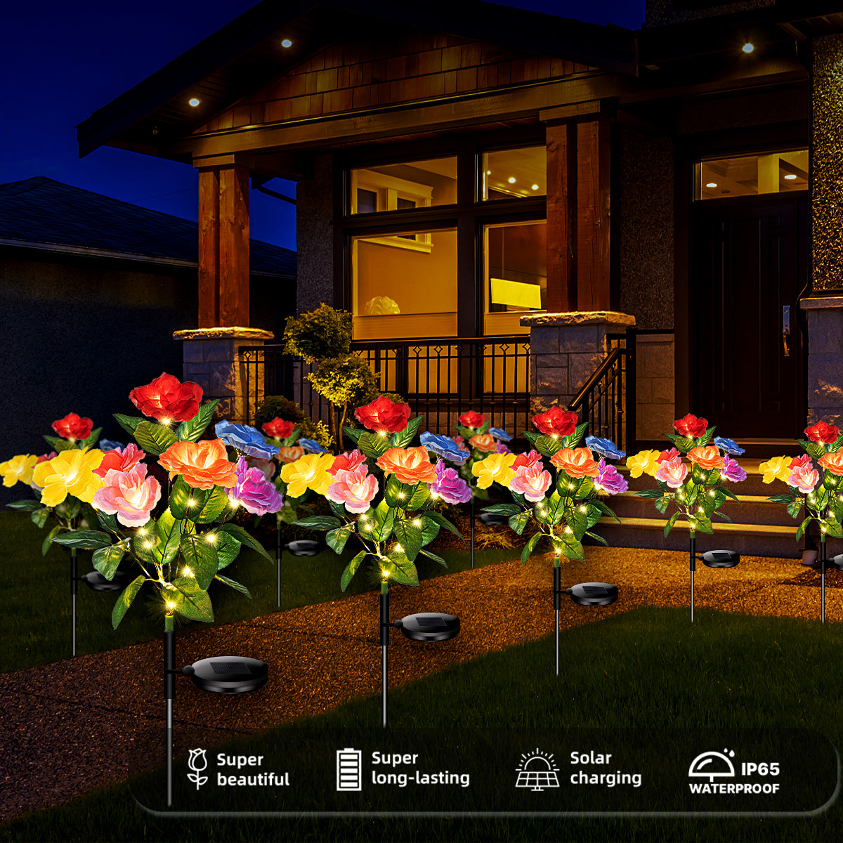 Realistic Solar Rose Garden Lights | Timeless Romance Collection (Set of 4)