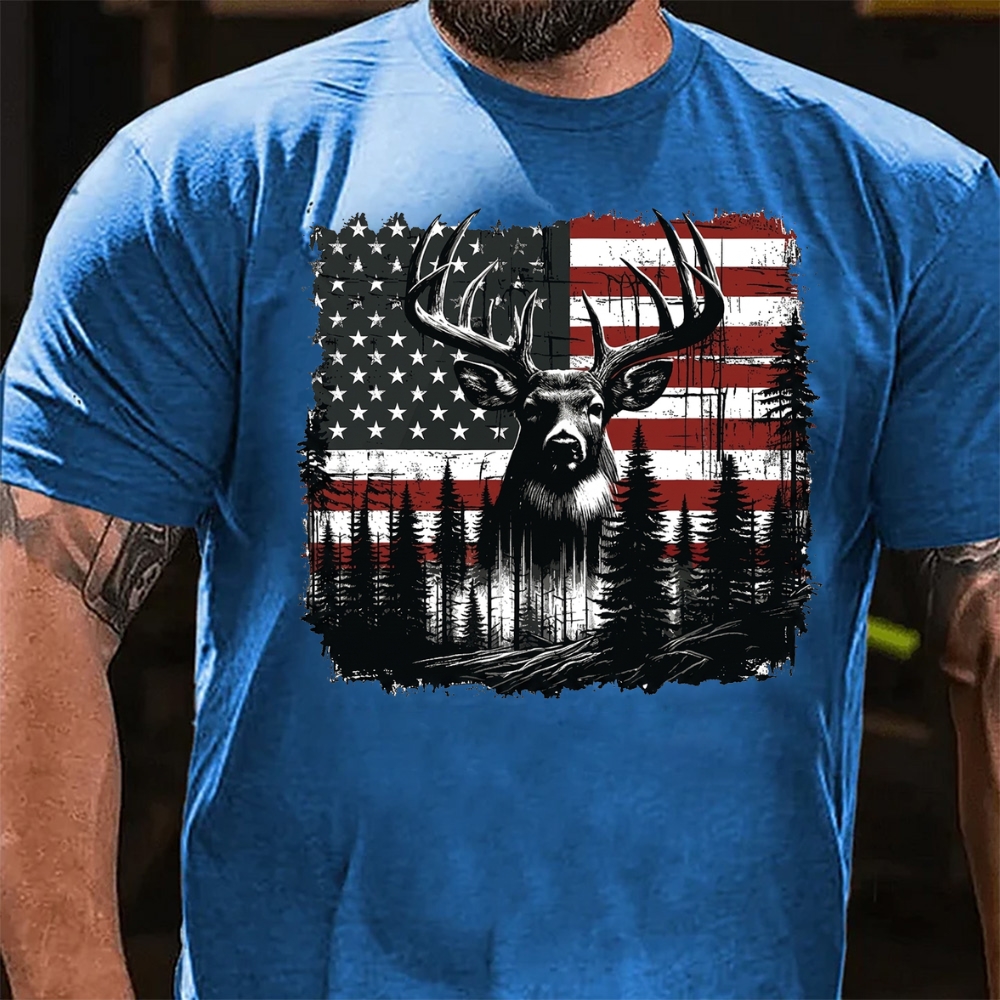 American Flag Deer Hunting T-Shirt