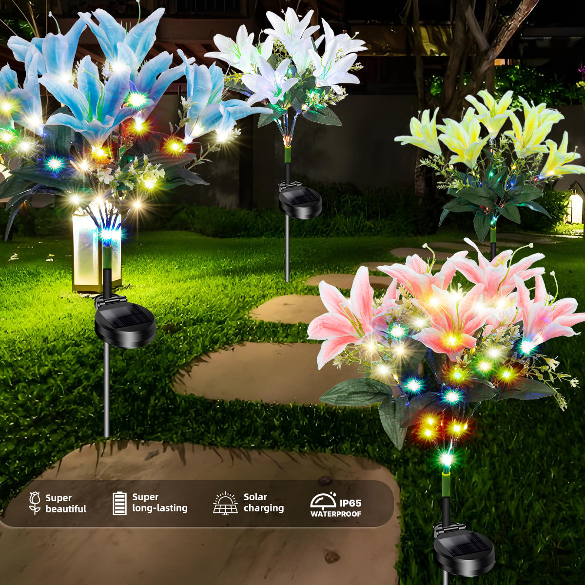 Elegant Solar Lily Garden Lights | Pure Serenity Collection (Set of 4)