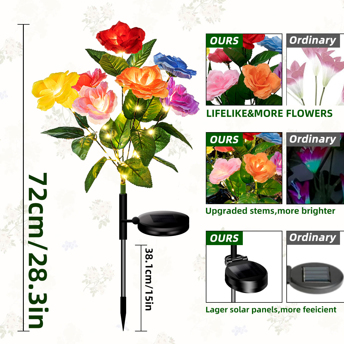 Realistic Solar Rose Garden Lights | Timeless Romance Collection (Set of 4)