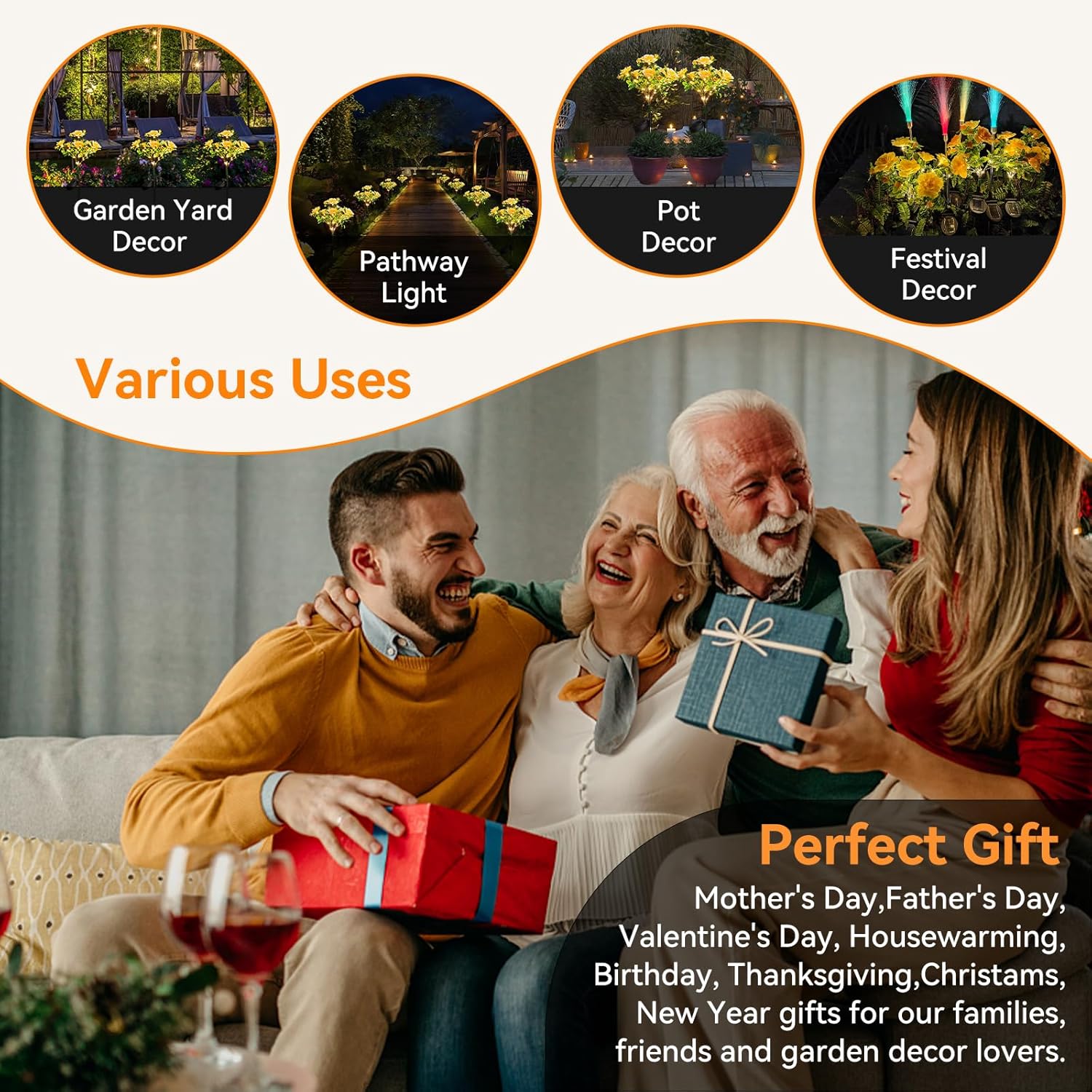 Realistic Solar Carnation Lights | Everlasting Gratitude Collection (Set of 4)