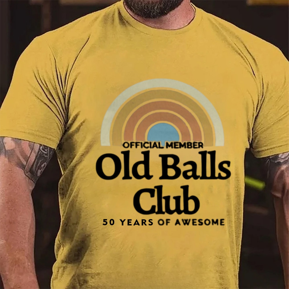 Official Member Old Balls Club Custom Age Years Of Awesome Retro Rainbow T-Shirt