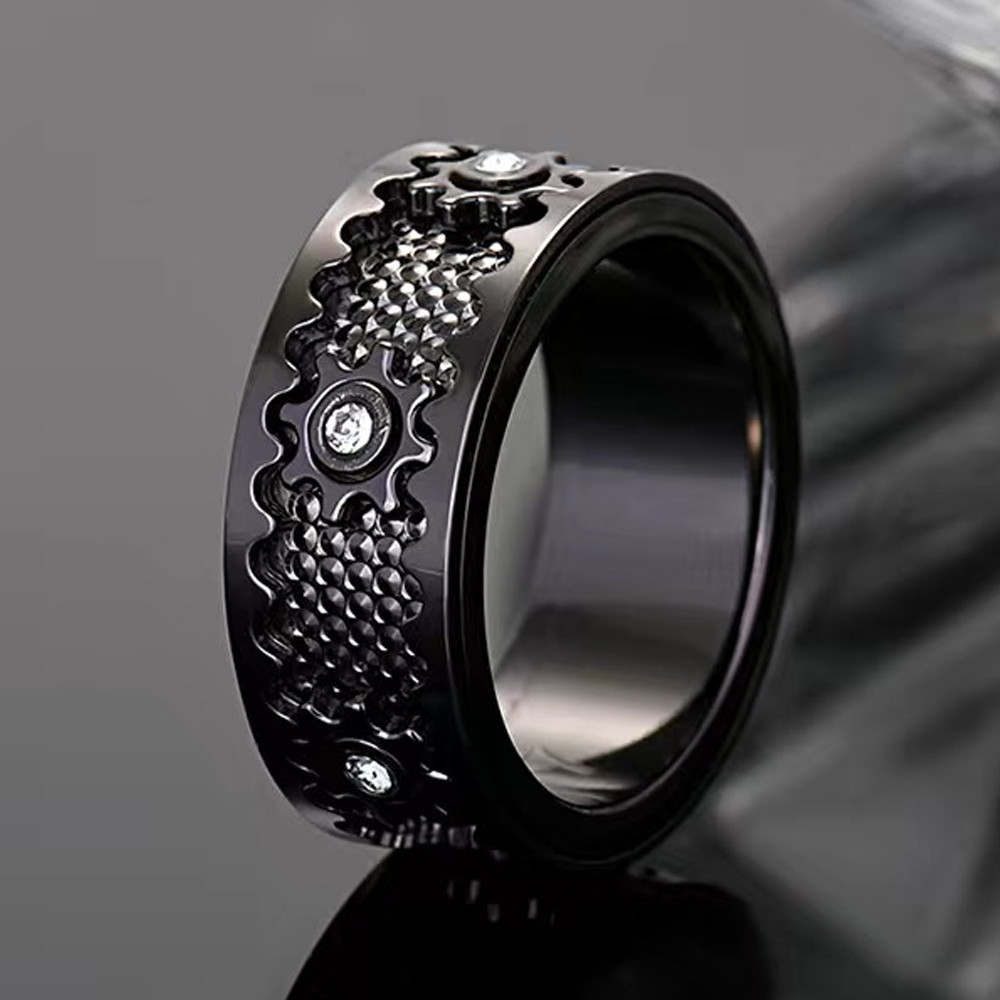 925 Sterling Silver Personalized Stress Reducing Rotatable Gear Ring