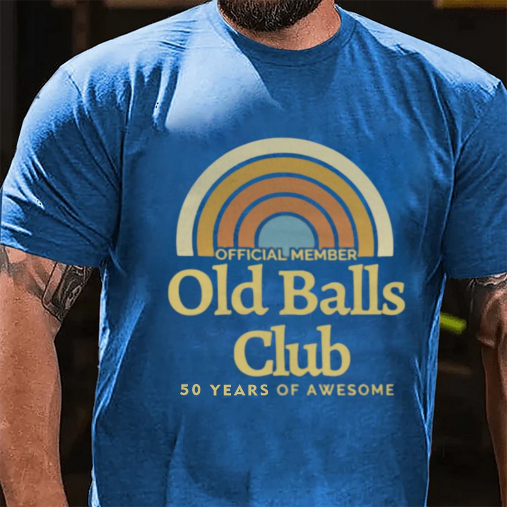 Official Member Old Balls Club Custom Age Years Of Awesome Retro Rainbow T-Shirt