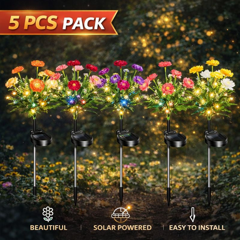 Ethereal Solar Snow Lotus Lights | Pure Elegance Collection (Set of 5)