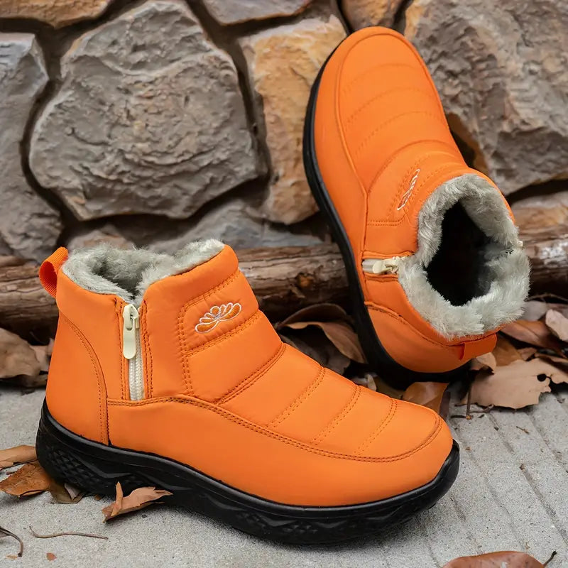 Insulated Women's Snow Boots - Waterproof, No-Rush, and Fur Lined | Comfortable Warm Winter Boots for Mature Women