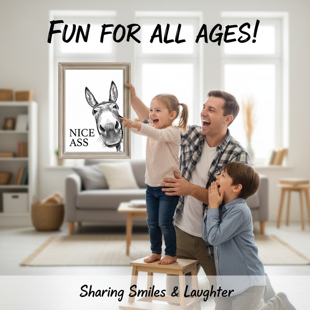 🔥🔥New Year 50% Off--Funny Bathroom Wall Art - "Nice Ass" Donkey Print(No Frame)