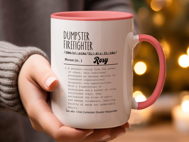 Funny Dumpster Firefighter Mug with Funny Definition