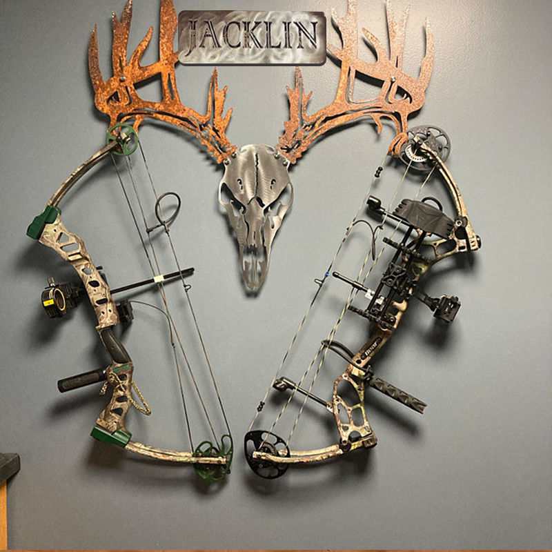 Personalized Metal Deer Skull Bow Rack-The best gift for outdoor lovers