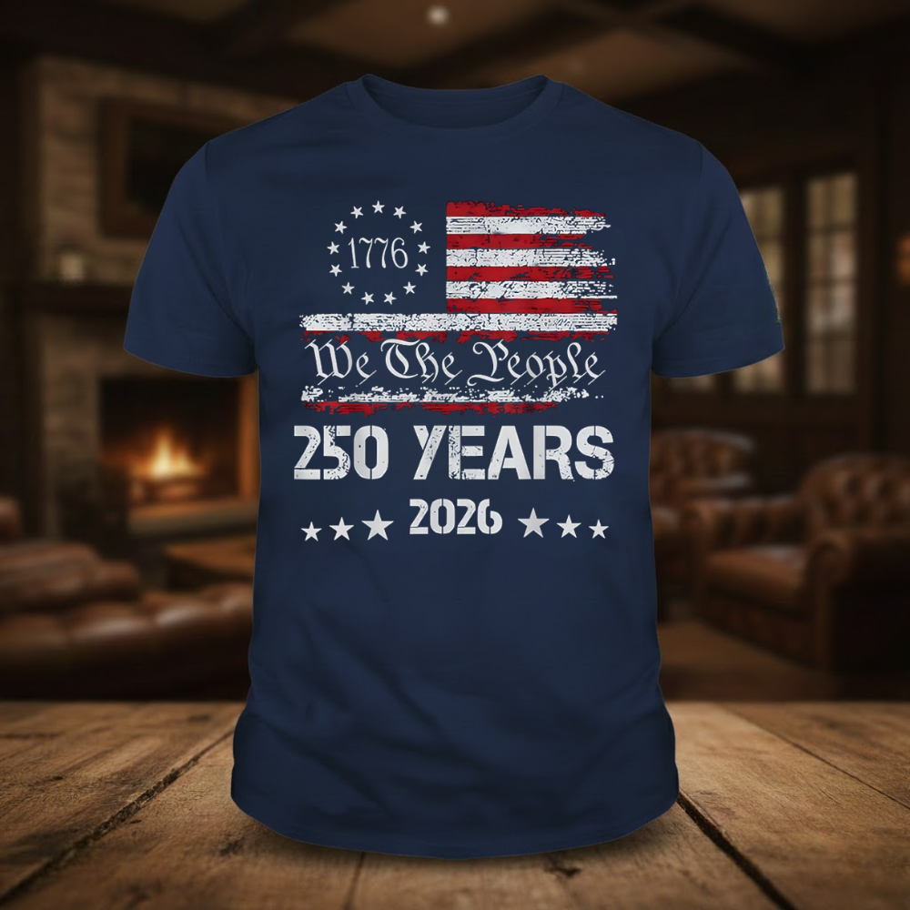 We The People 250 Years 1776 2026 USA Flag Graphic T-shirts