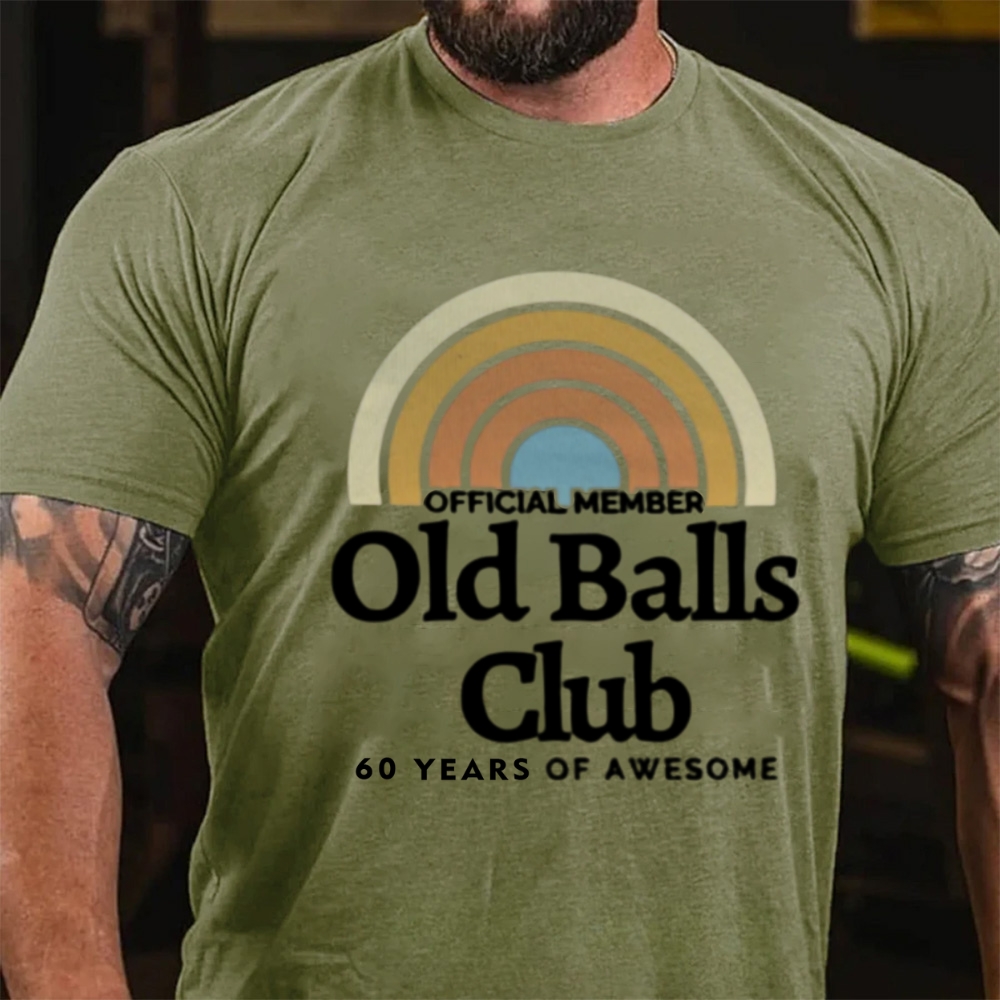 Official Member Old Balls Club Custom Age Years Of Awesome Retro Rainbow T-Shirt