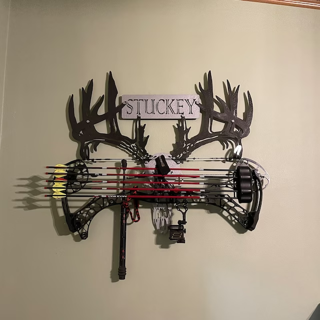 Personalized Metal Deer Skull Bow Rack-The best gift for outdoor lovers
