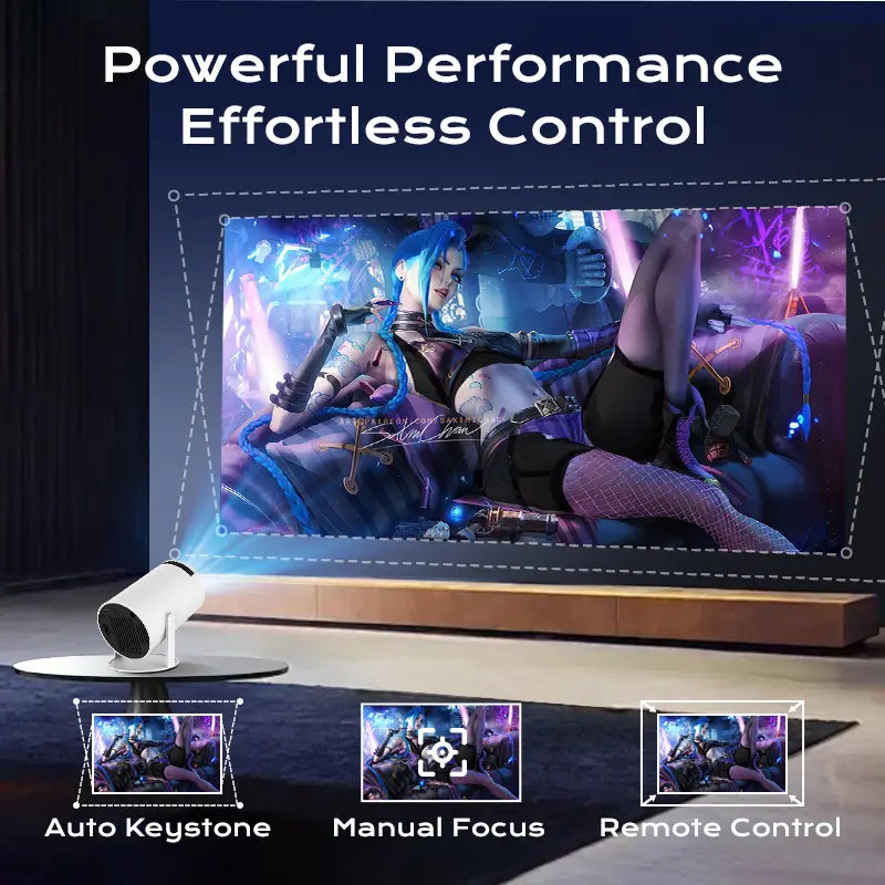 HY300Pro+ Portable Projector Outdoor Mini 4K Decoding with 5G WiFi 6 & BT 5.0 720P Full HD 160 ANSI Lumens for Android Audio Bluetooth Gaming Home Theater