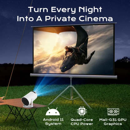 HY300Pro+ Portable Projector Outdoor Mini 4K Decoding with 5G WiFi 6 & BT 5.0 720P Full HD 160 ANSI Lumens for Android Audio Bluetooth Gaming Home Theater