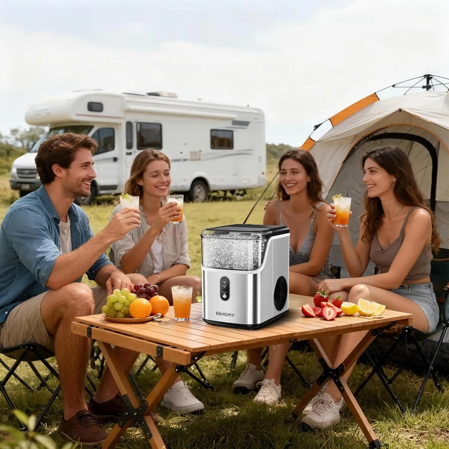 EUHOMY Nugget Ice Makers Countertop, Pebble Ice Maker Machine with 35lbs/24H&33lbs/24H Soft Ice, Self-Cleaning Sonic Ice Maker with Ice Scoop&Basket,  Utensils, Pellet Ice Maker for Home/Kitchen/Office