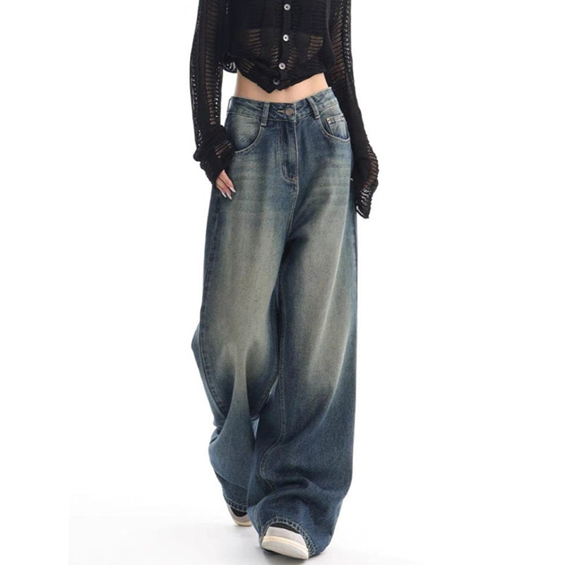 New American Retro Washed Jeans For Women