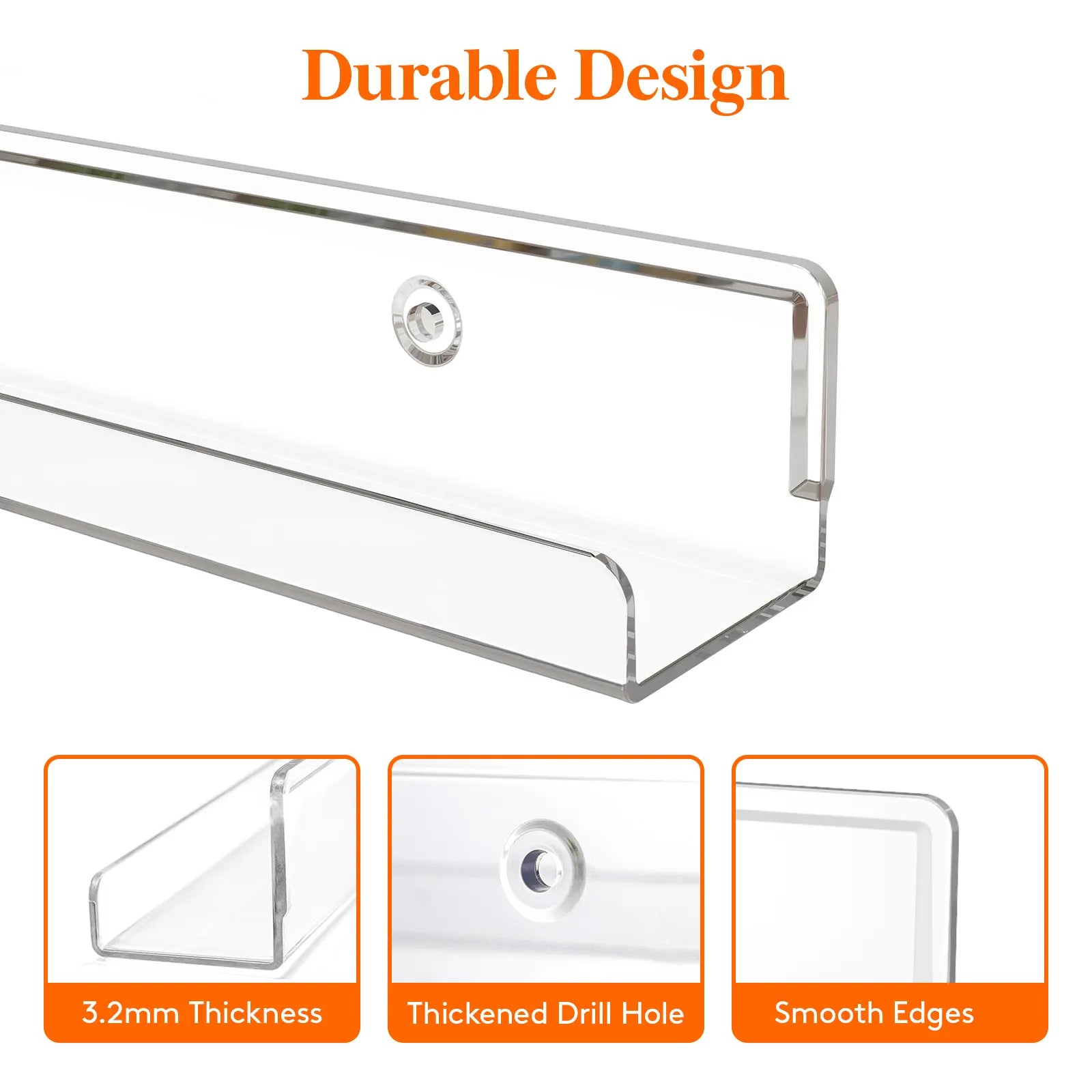 Lifewit Floating Shelves for Wall, Acrylic Shelf, Room Decor Bookcase/Vinyl Record/Photo/Picture in Bedroom, Living Room, Bathroom, Kitchen Storage Hanging Installation