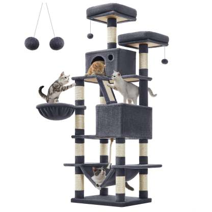 FEANDREA 66.1" Tall Large Multi-Level Cat Tree with 13 Scratching Posts