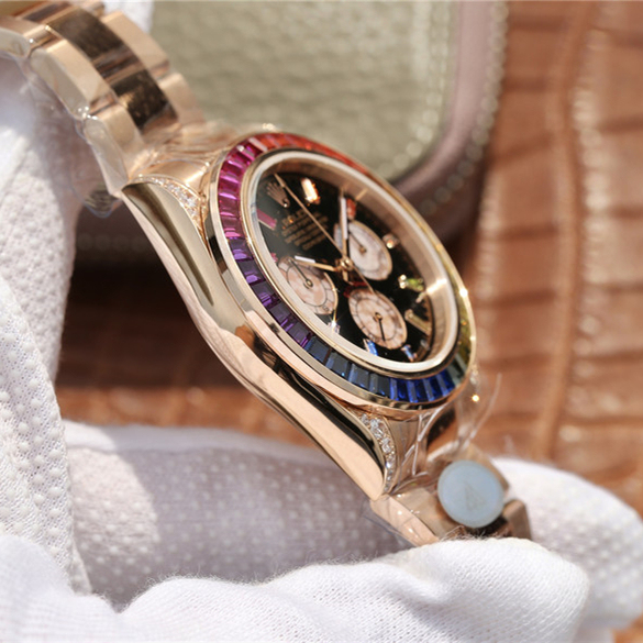 Daytona Rainbow Rose Gold Black Dial 40mm