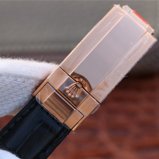 Daytona Rose Gold Leather Strap 40mm