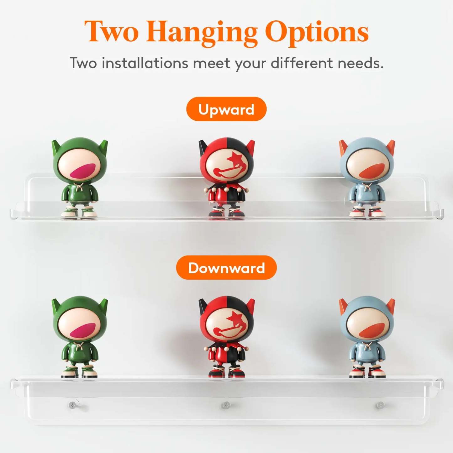 Lifewit Floating Shelves for Wall, Acrylic Shelf, Room Decor Bookcase/Vinyl Record/Photo/Picture in Bedroom, Living Room, Bathroom, Kitchen Storage Hanging Installation