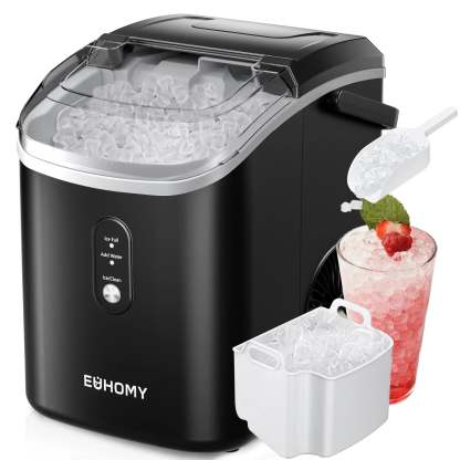 EUHOMY Nugget Ice Makers Countertop, Pebble Ice Maker Machine with 35lbs/24H&33lbs/24H Soft Ice, Self-Cleaning Sonic Ice Maker with Ice Scoop&Basket,  Utensils, Pellet Ice Maker for Home/Kitchen/Office