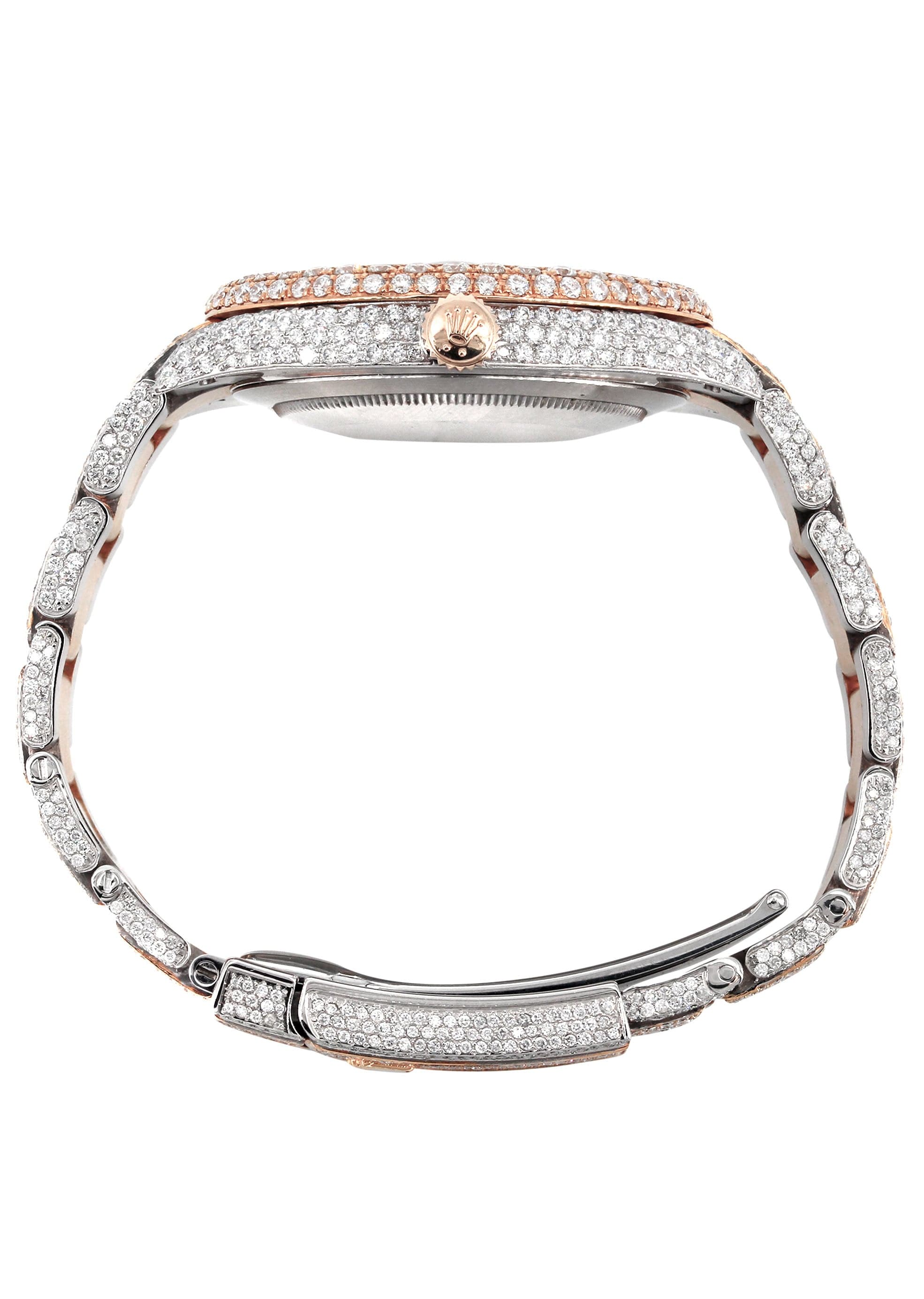 Diamond Rose Gold Iced Out rothtlex Datejust 41 | 25 Carats Of Diamonds | Custom Full Diamond Arabic Dial | Oyster Band