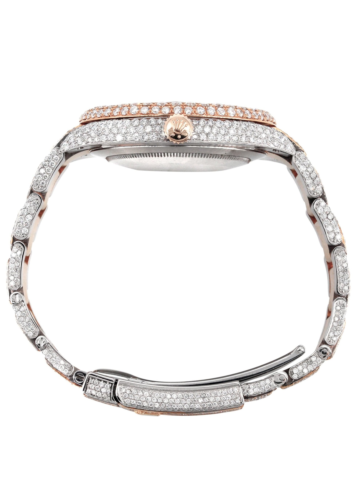 Diamond Rose Gold Iced Out rothtlex Datejust 41 | 25 Carats Of Diamonds | Custom Full Diamond Arabic Dial | Oyster Band