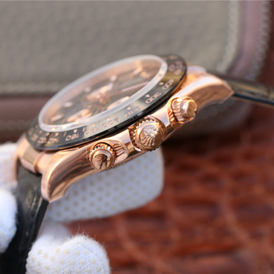 Daytona Rose Gold Leather Strap 40mm