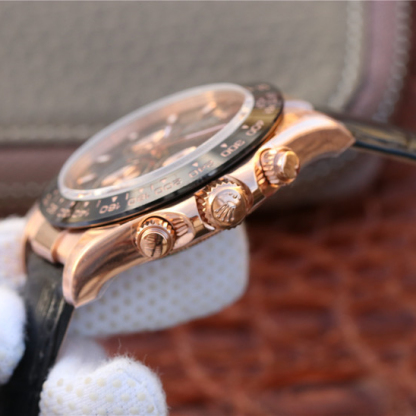 Daytona Rose Gold Leather Strap 40mm