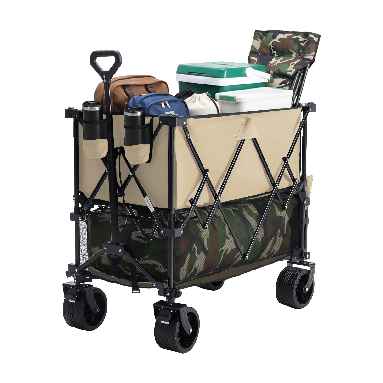 【Upgraded】Collapsible Wagon with Wheels, 176 lbs Wagons Carts Foldable Wagon Cart with Flexible Handle, Lightweight Portable Folding Utility Grocery Shopping Cart for Grocery Sports Garden Camping